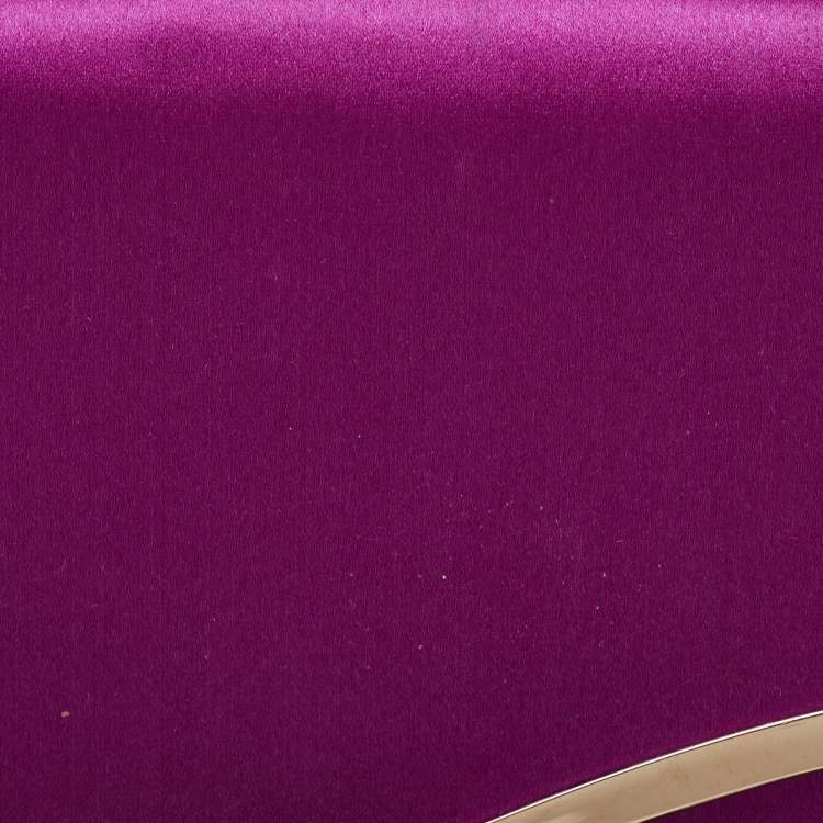 Pre Owned Giorgio Armani  Fuchsia Satin Metal Flap Chain Clutch
