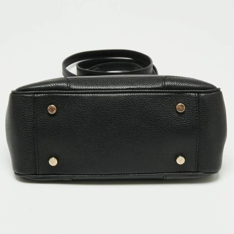 Pre Owned Giorgio Armani Black Leather Flap Top Handle Bag