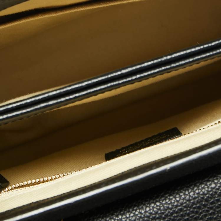 Pre Owned Giorgio Armani Black Leather Flap Top Handle Bag