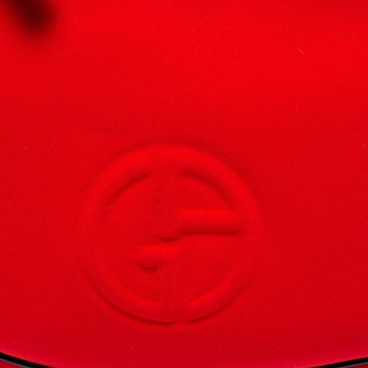 Pre Owned Giorgio Armani Red Neoprene And Patent Leather Hobo Bag