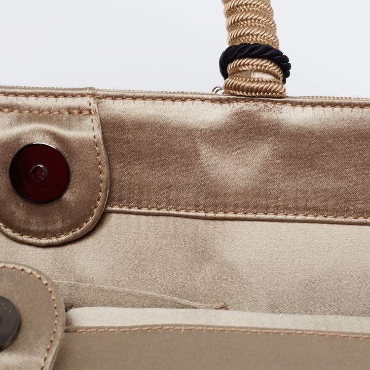 Pre Owned Giorgio Armani Beige Fabric Embellished Tote