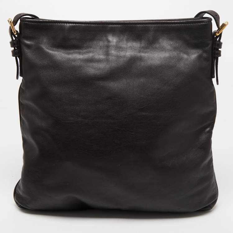 Pre Owned Giorgio Armani Dark Brown Leather Messenger Bag