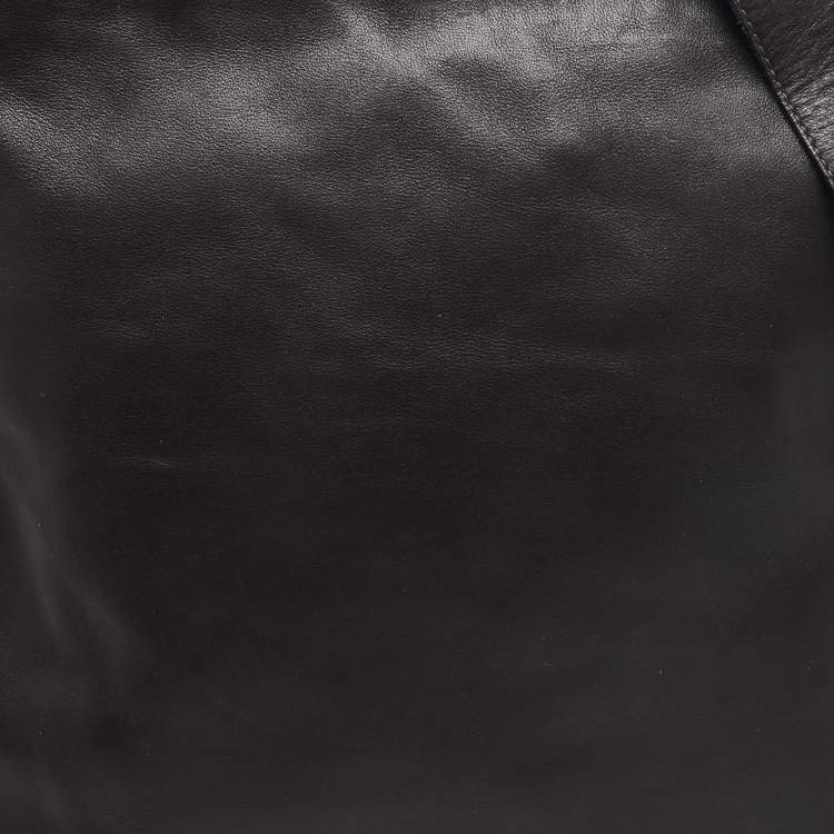 Pre Owned Giorgio Armani Dark Brown Leather Messenger Bag