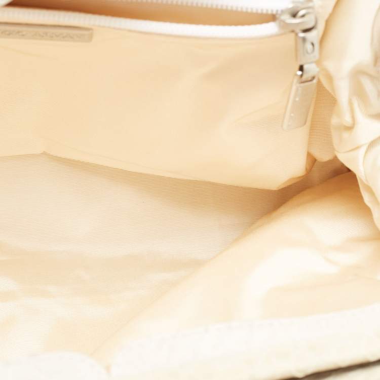 Pre Owned Giorgio Armani Cream Python Embossed Leather Kisslock Satchel