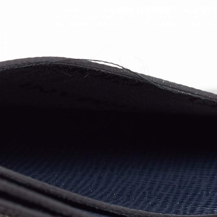 Pre Owned Giorgio Armani Navy Blue Leather Card Holder