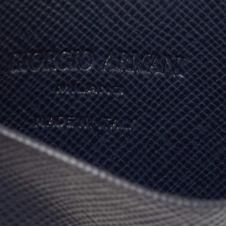 Pre Owned Giorgio Armani Navy Blue Leather Card Holder