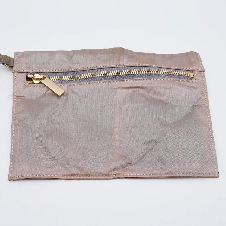 Pre Owned Giorgio Armani Old Rose Satin Flower Applique Chain Shoulder Bag