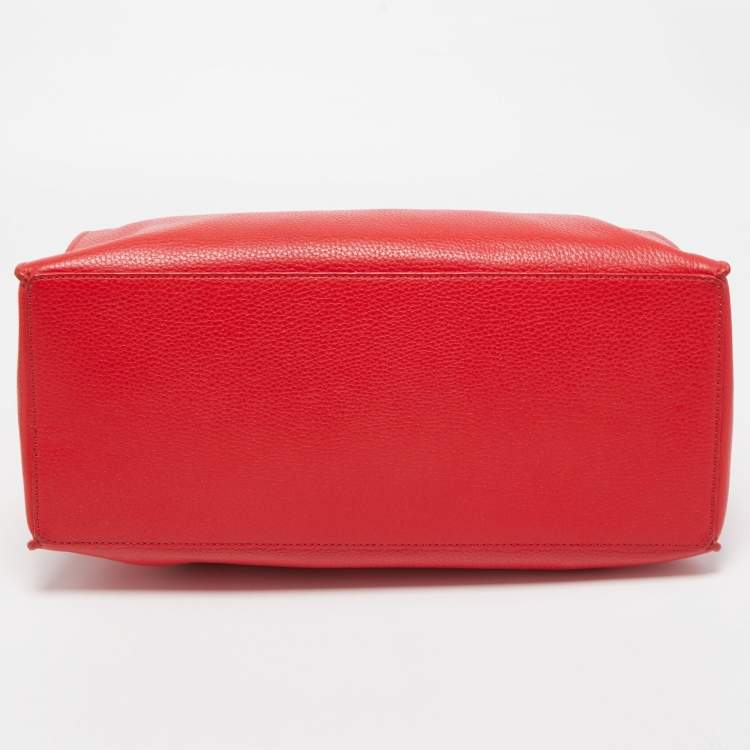 Pre Owned Giorgio Armani Red Leather Zip Satchel