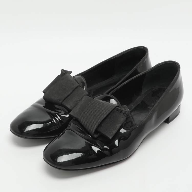 Pre Owned Giorgio Armani Size 39 Black Patent Leather Smoking Slippers
