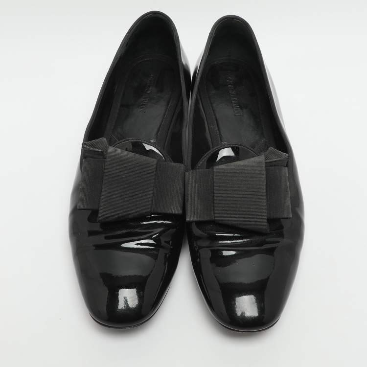Pre Owned Giorgio Armani Size 39 Black Patent Leather Smoking Slippers