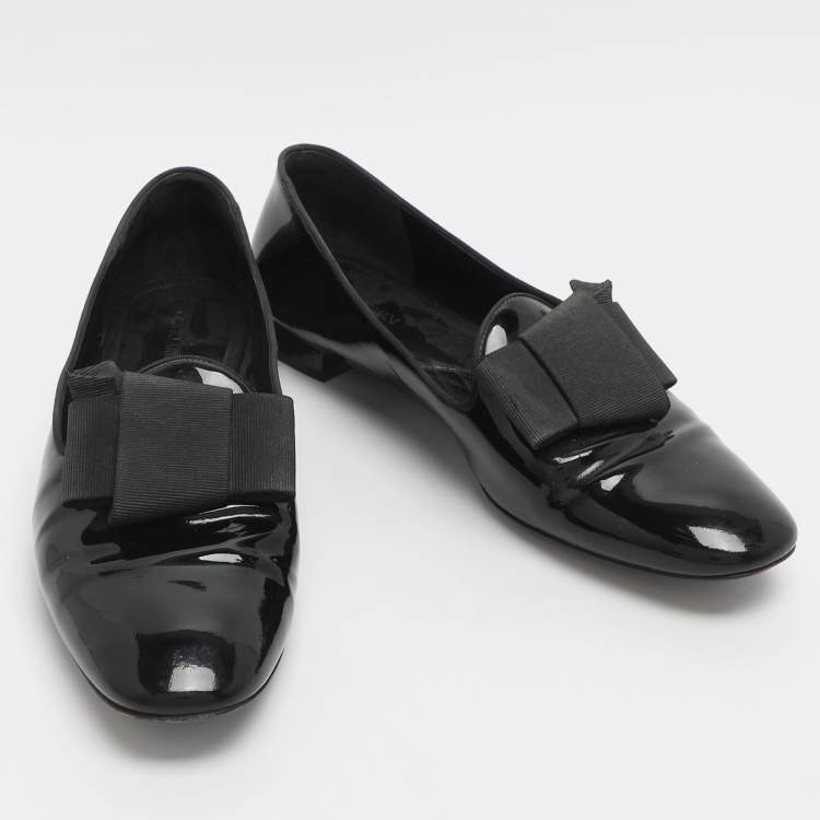 Pre Owned Giorgio Armani Size 39 Black Patent Leather Smoking Slippers