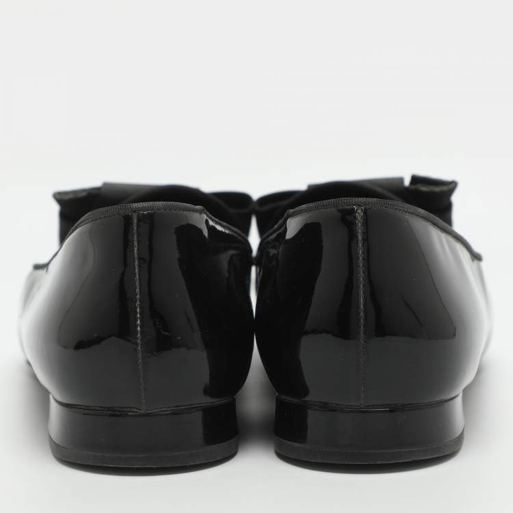 Pre Owned Giorgio Armani Size 39 Black Patent Leather Smoking Slippers