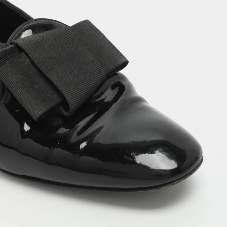 Pre Owned Giorgio Armani Size 39 Black Patent Leather Smoking Slippers