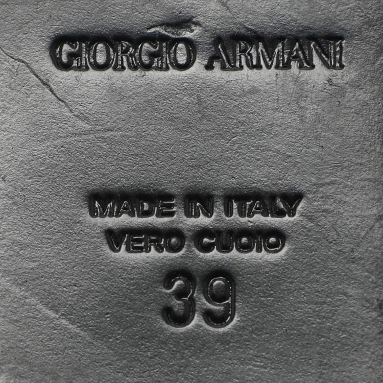 Pre Owned Giorgio Armani Size 39 Black Patent Leather Smoking Slippers