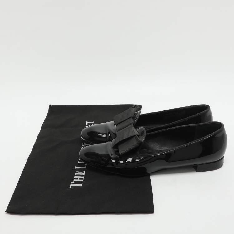 Pre Owned Giorgio Armani Size 39 Black Patent Leather Smoking Slippers