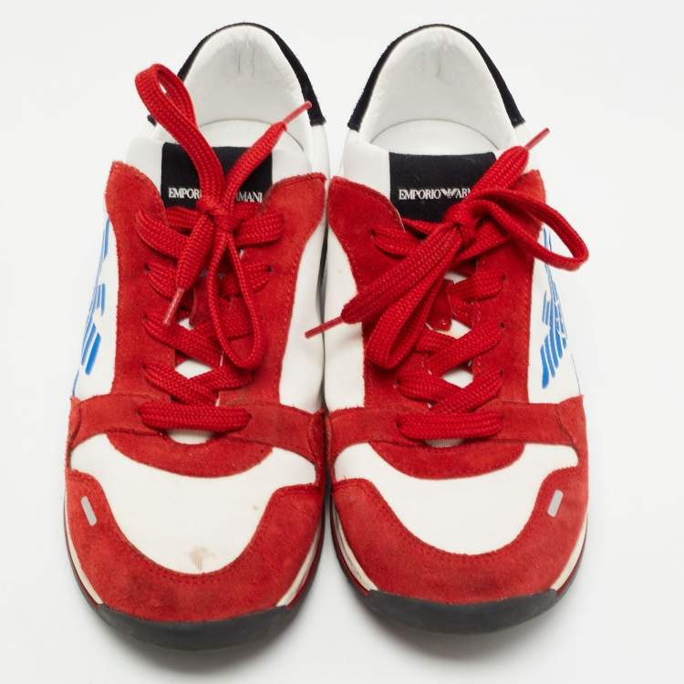 مملوكة مسبقًا Giorgio Armani Multicolor Suede and Canvas Low Top Sneakers Size 40
