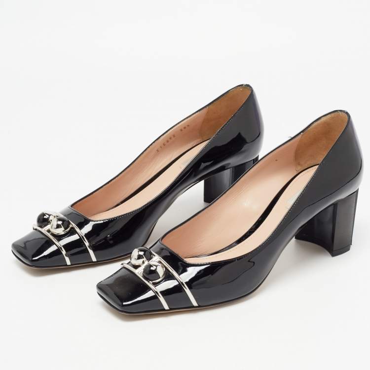 Giorgio Armani Black Patent Leather Square Toe Pumps Size  Giorgio  Armani | TLC