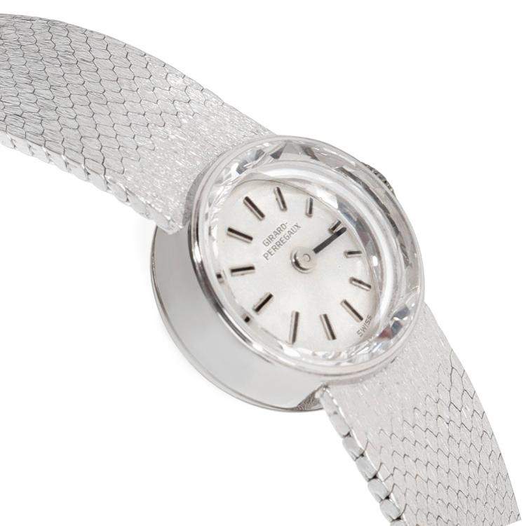 Pre Owned Girard Perregaux MOP 18K White Gold Cocktail Women's Wristwatch 24 MM