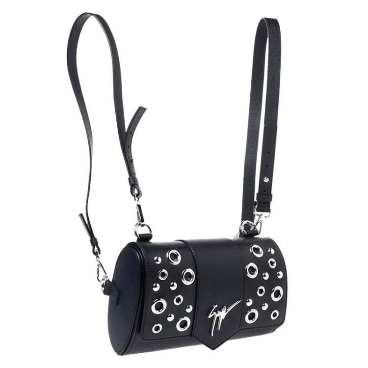 Pre Owned Giuseppe Zanotti Black Grommet Leather Gwen Backpack