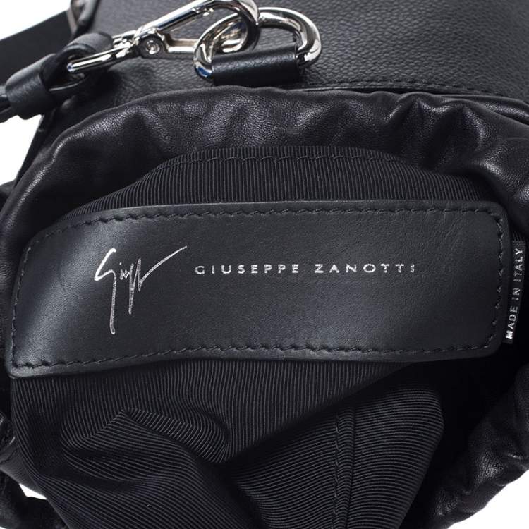 Pre Owned Giuseppe Zanotti Black Grommet Leather Gwen Backpack