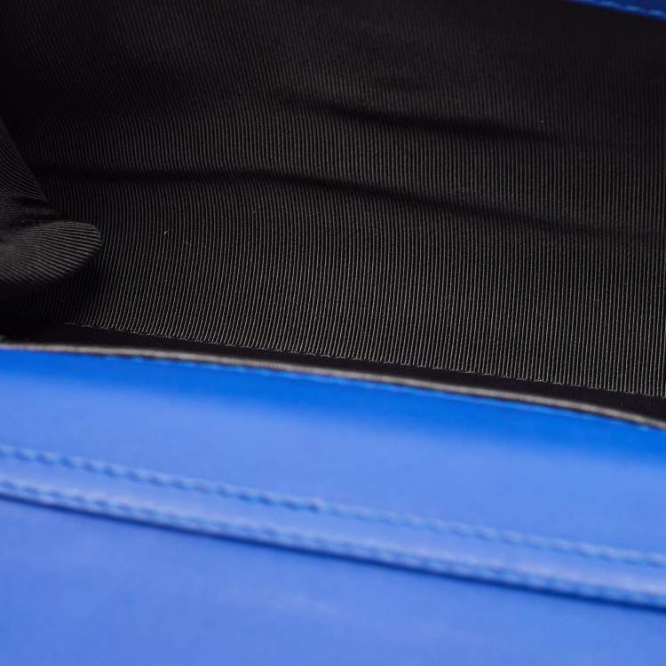 Pre Owned Giuseppe Zanotti Blue Suede Crystal Embellished Clutch