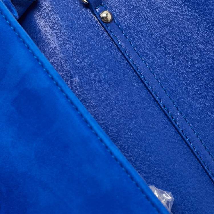 Pre Owned Giuseppe Zanotti Blue Suede Crystal Embellished Clutch