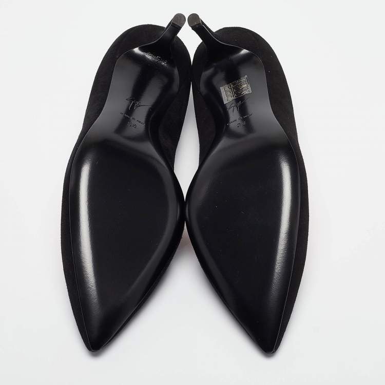 Pre Owned Giuseppe Zanotti Black Suede Pointed Toe Pumps Size 38