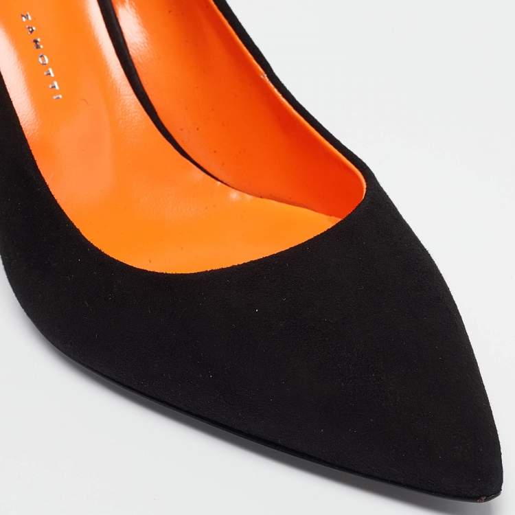 Pre Owned Giuseppe Zanotti Black Suede Pointed Toe Pumps Size 38