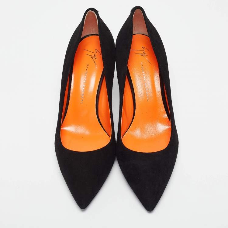 Pre Owned Giuseppe Zanotti Black Suede Pointed Toe Pumps Size 38