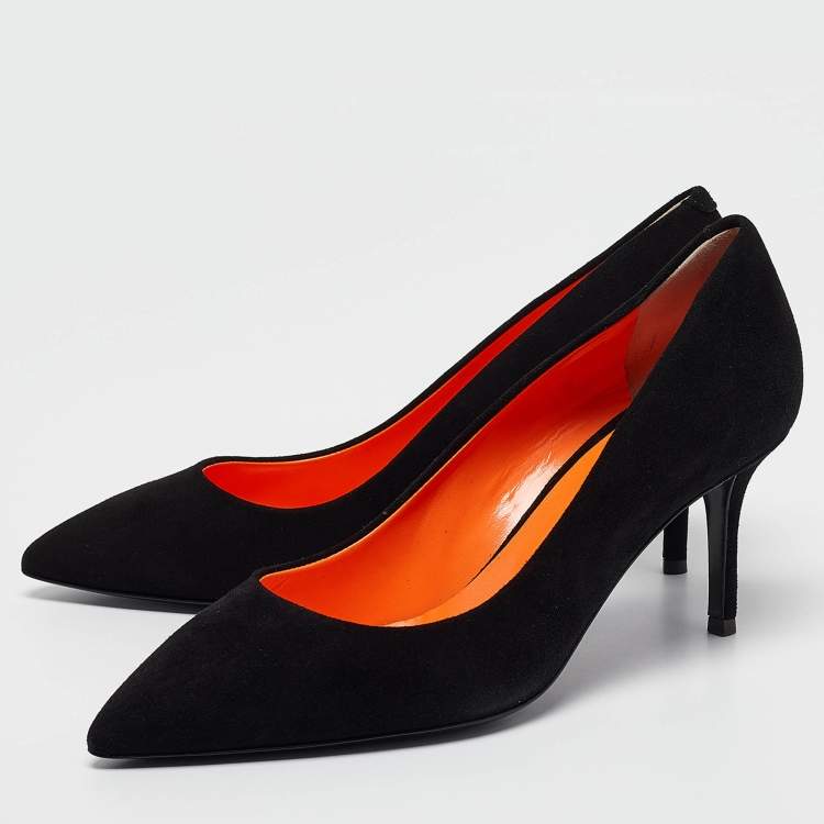Pre Owned Giuseppe Zanotti Black Suede Pointed Toe Pumps Size 38