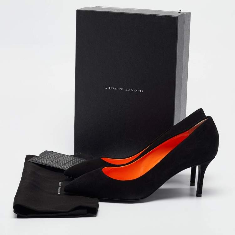 Pre Owned Giuseppe Zanotti Black Suede Pointed Toe Pumps Size 38