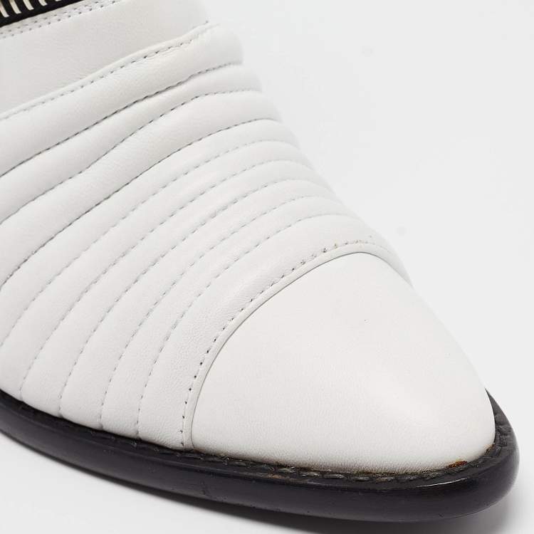 Pre Owned Giuseppe Zanotti White Quilted Leather Ankle Boots Size 38