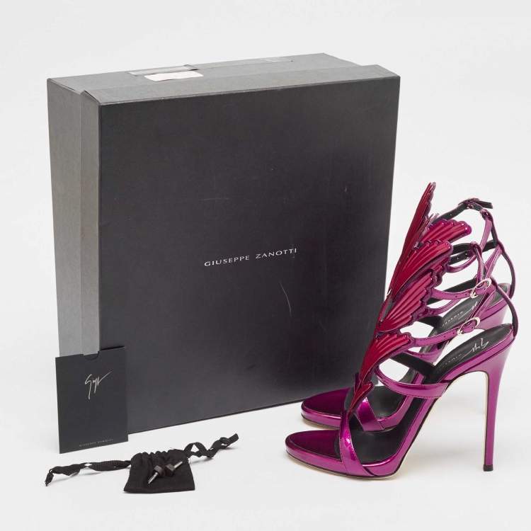 Pre Owned Giuseppe Zanotti Purple Patent Leather Cruel Wing Sandals Size 37
