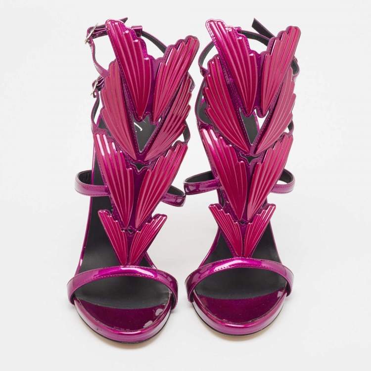 Pre Owned Giuseppe Zanotti Purple Patent Leather Cruel Wing Sandals Size 37