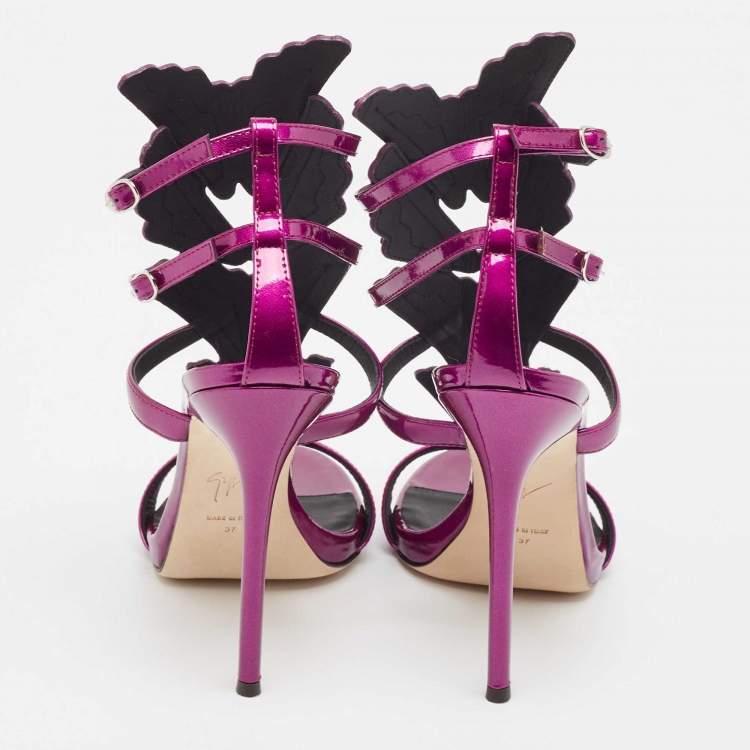 Pre Owned Giuseppe Zanotti Purple Patent Leather Cruel Wing Sandals Size 37