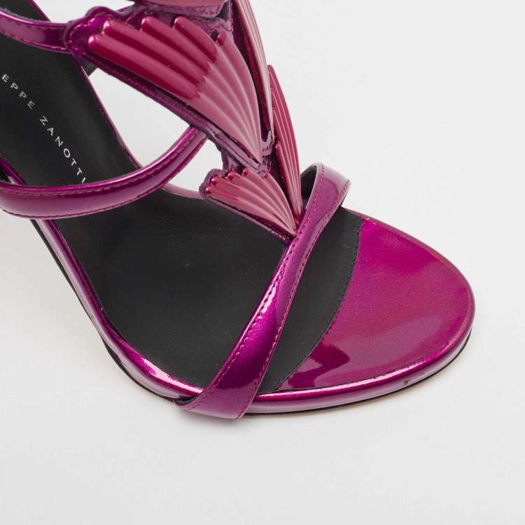 Pre Owned Giuseppe Zanotti Purple Patent Leather Cruel Wing Sandals Size 37