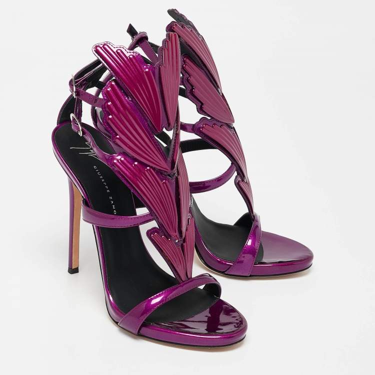 مملوكة مسبقًا Giuseppe Zanotti Purple Patent Leather Cruel Sandals Size 38