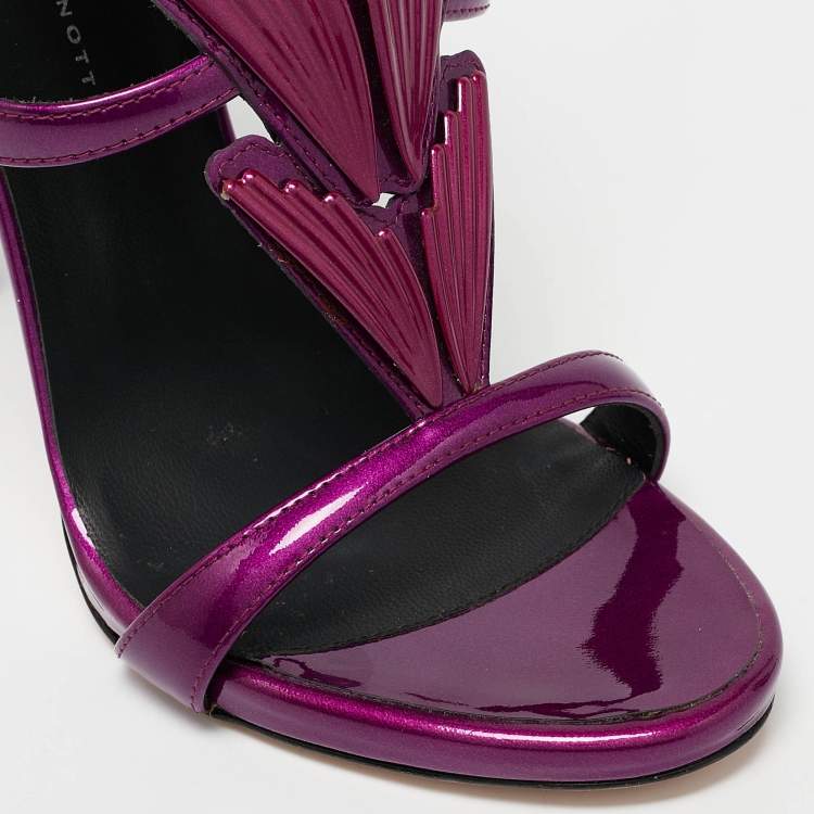 Pre Owned Giuseppe Zanotti Purple Patent Leather Cruel Sandals Size 39