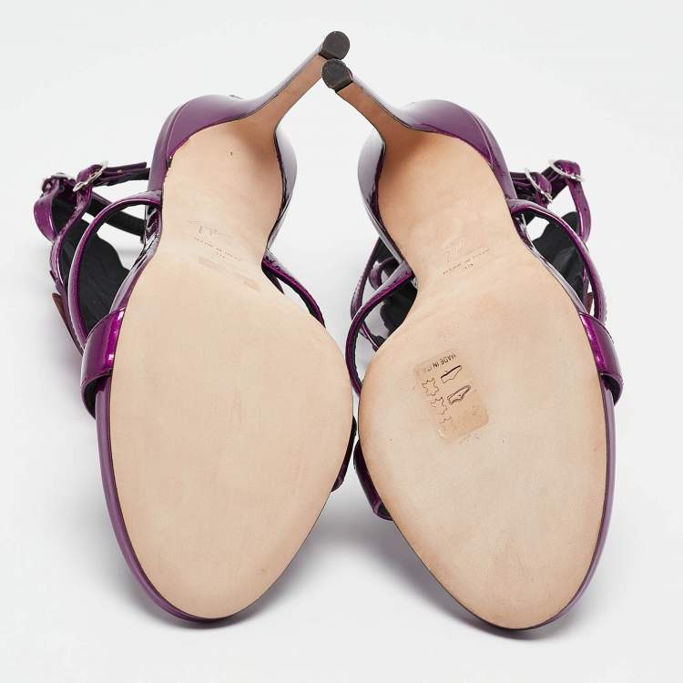 Pre Owned Giuseppe Zanotti Purple Patent Leather Cruel Sandals Size 39