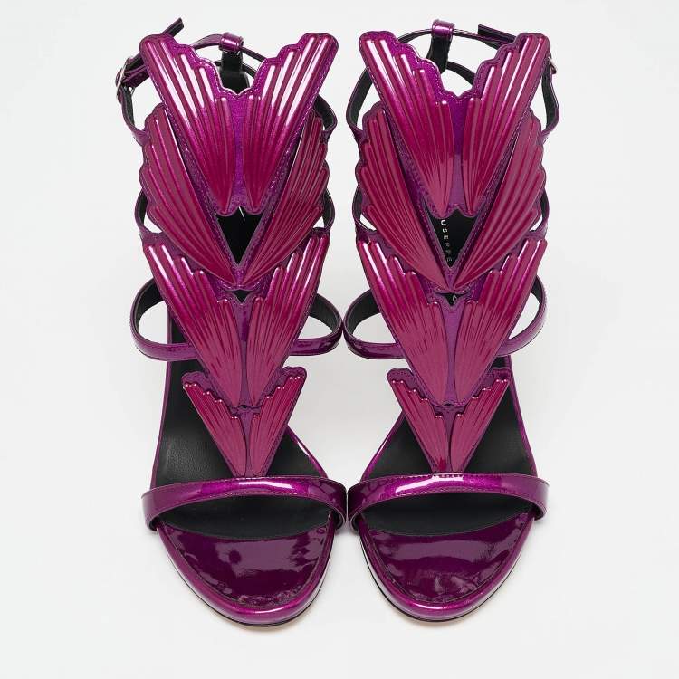 Pre Owned Giuseppe Zanotti Purple Patent Leather Cruel Sandals Size 39