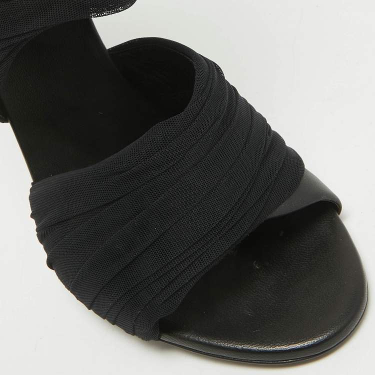Pre Owned Giuseppe Zanotti Black Fabric Ankle Length Boots Size 36.5