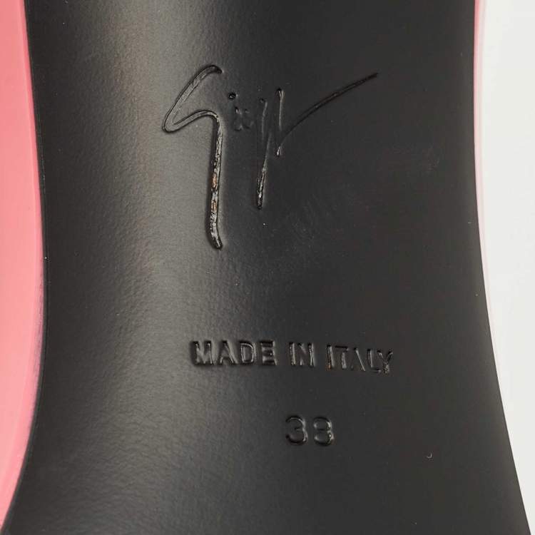 Pre Owned Giuseppe Zanotti Pink Patent Leather Intrigo Slide Sandals Size 38