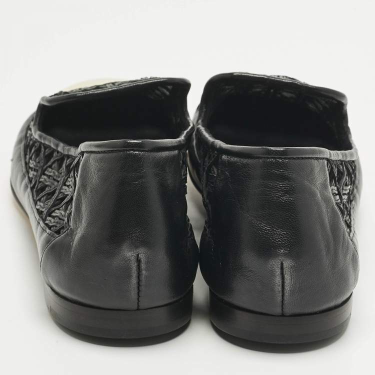 Pre Owned Giuseppe Zanotti Black Leather Cap Toe Smoking Slippers Size 41