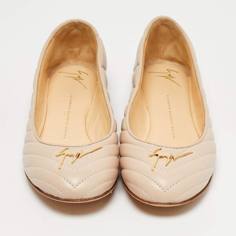 Pre Owned Giuseppe Zanotti Pink Quilted Leather Ballet Flats Size 40