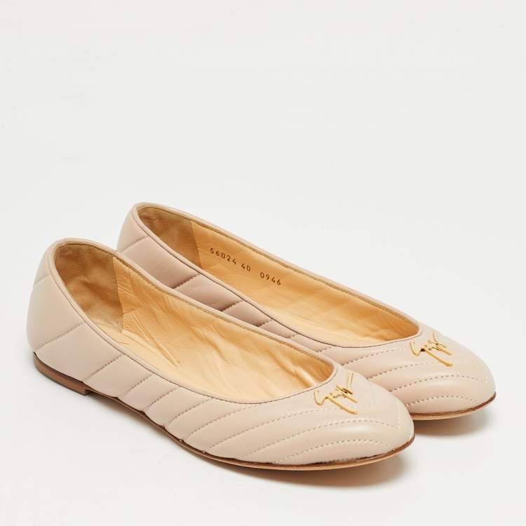 Pre Owned Giuseppe Zanotti Pink Quilted Leather Ballet Flats Size 40