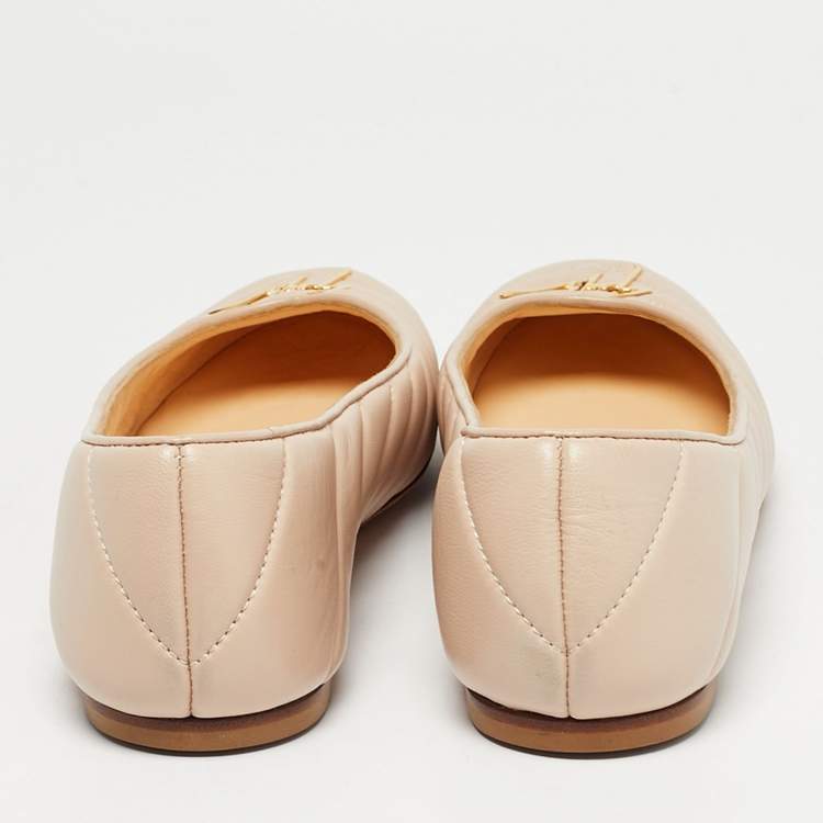 Pre Owned Giuseppe Zanotti Pink Quilted Leather Ballet Flats Size 40