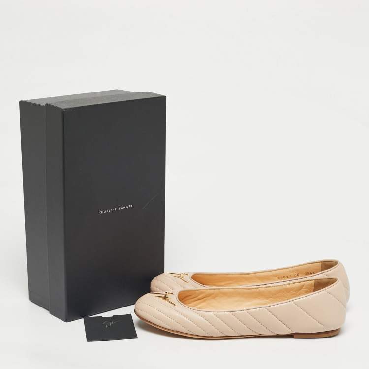 Pre Owned Giuseppe Zanotti Pink Quilted Leather Ballet Flats Size 40