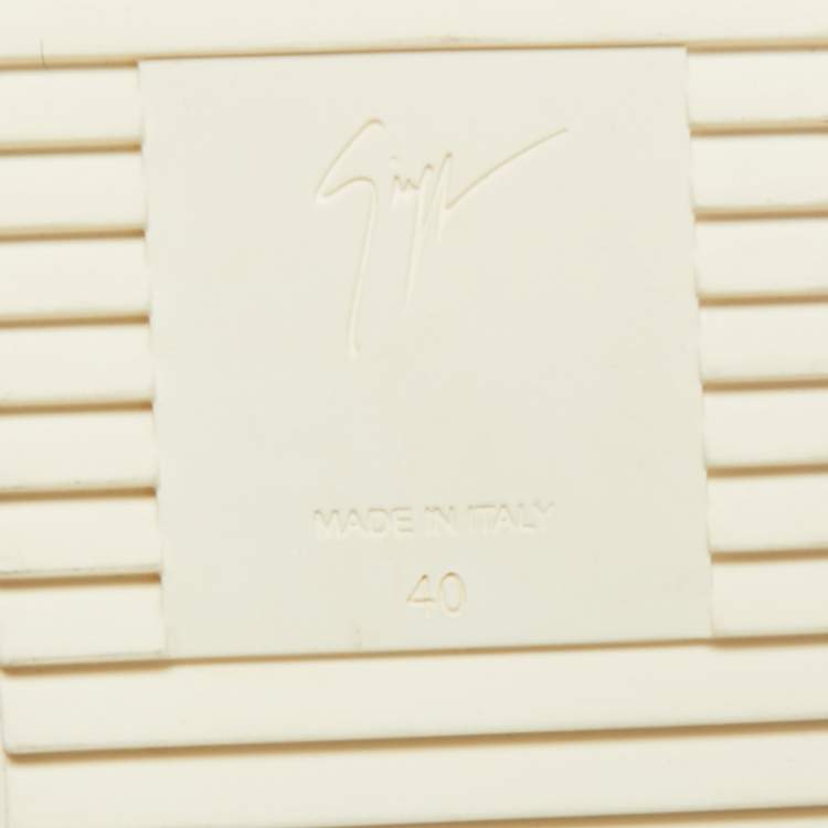 مملوكة مسبقًا Giuseppe Zanotti Frankie Size 40 White/Grey Leather and Suede Lace Up Sneakers