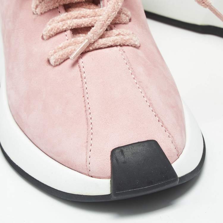Pre Owned Giuseppe Zanotti Ferox Size 38 Pink Nubuck Leather Wedge Sneakers