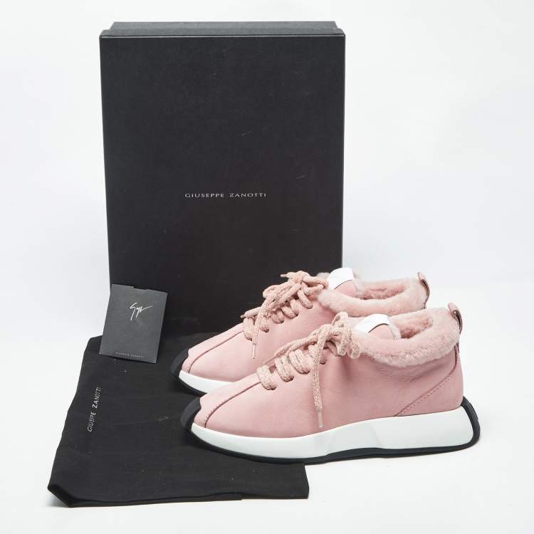 Pre Owned Giuseppe Zanotti Ferox Size 38 Pink Nubuck Leather Wedge Sneakers